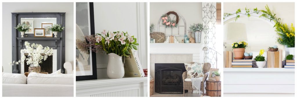 Spring Mantel Garden Vignette